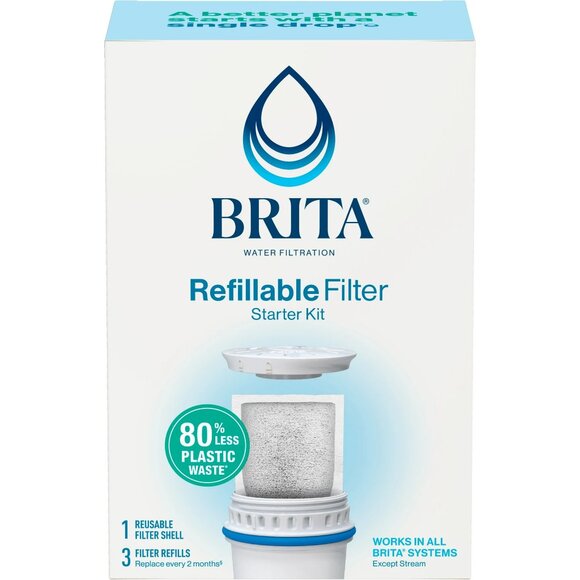 AQUA CREST Replacement For Brita® Refillable Filter, Brita® Refillable Water Filtration System, Less Plastic, Replaces 1,800 Plastic Water Bottles A Year, 3 Filters - View #9